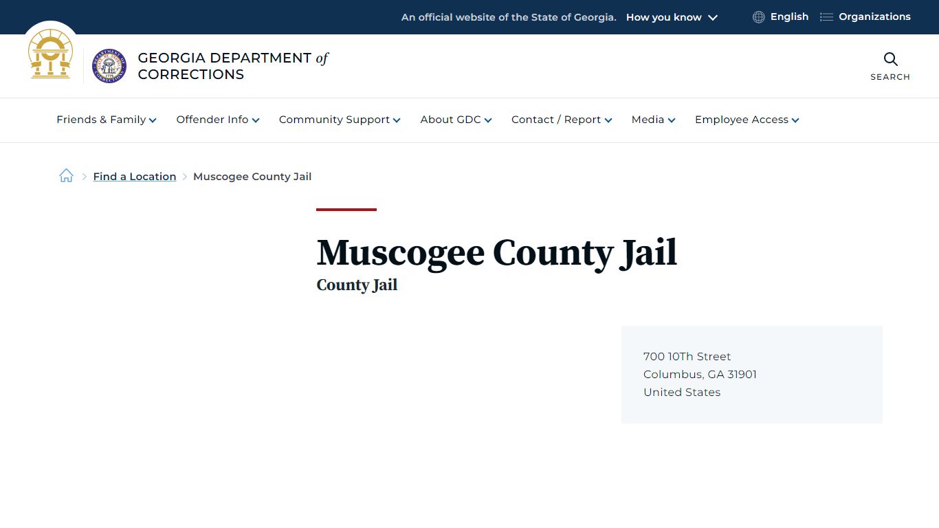 Muscogee County Jail | Georgia Department of Corrections
